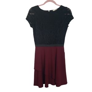 Speechless Black A- Line Lace Top & Maroon Skirt Women's Dress Size  S NWT